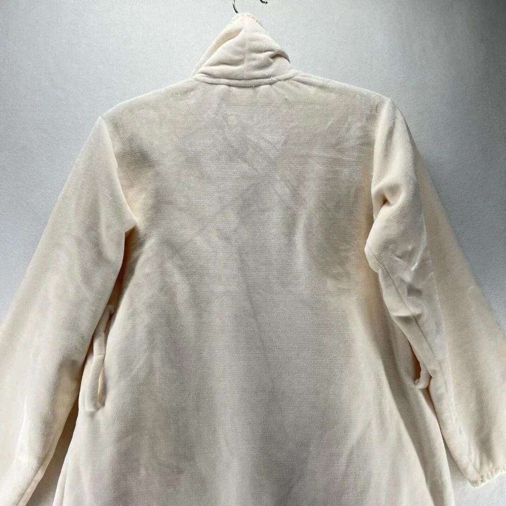 Pottery Barn Robe Womens Size Small Plush Fleece Lined Shawl Wrap Belted Ivory - Picture 6 of 12